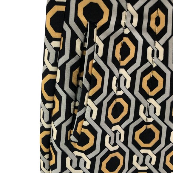 Zara Womens Geometric Print Tapered Pants Pockets Black Gray Yellow M - Picture 2 of 5